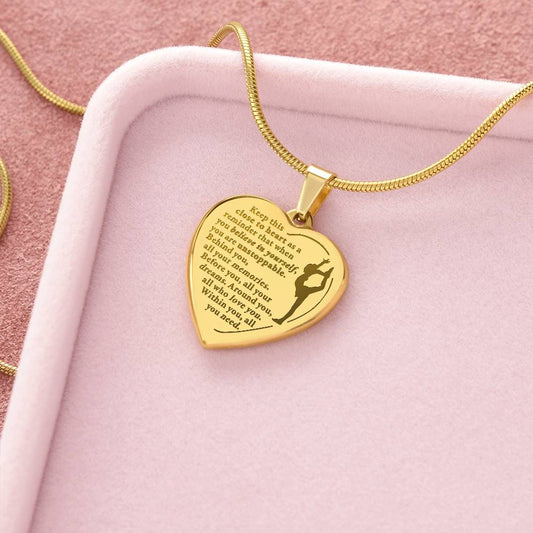 Unstoppable - Engraved Heart Necklace - Dance Gymnastics