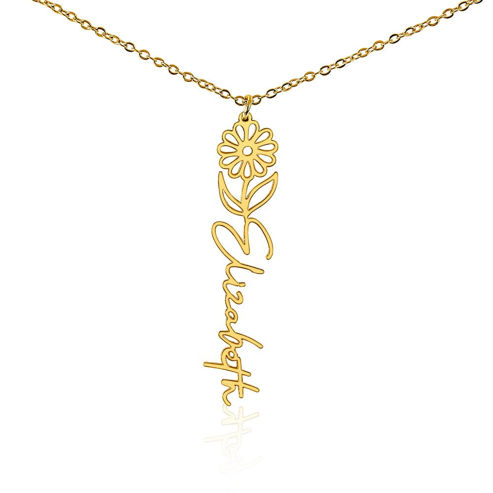Birth Flower Name Necklace