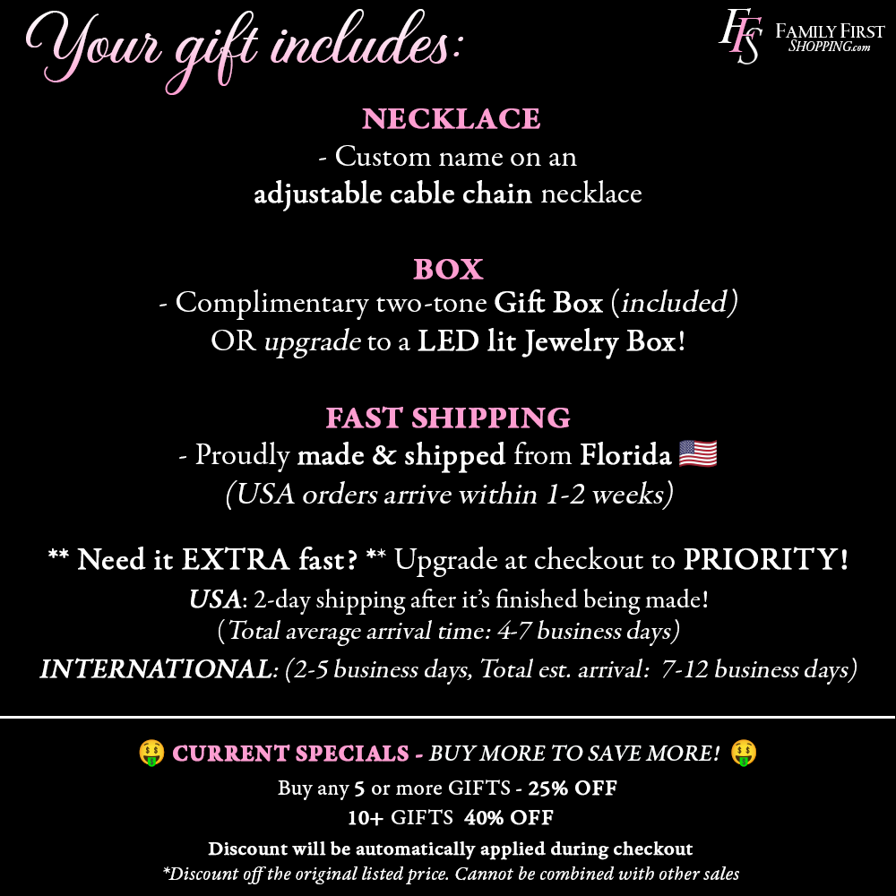 a list of gift items and their prices, along with a description of the items and their features.