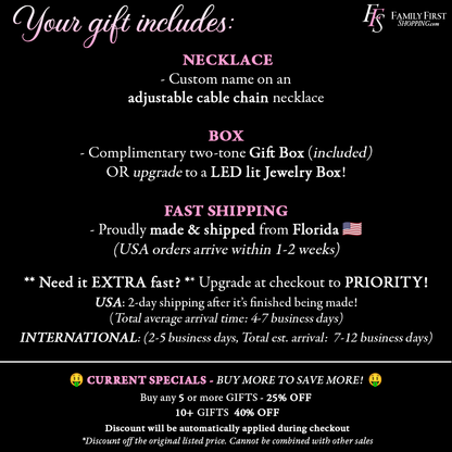 a list of gift items and their prices, along with a description of the items and their features.