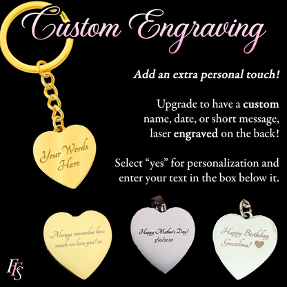 Behind you - Engraved Heart Necklace - Cheerleader