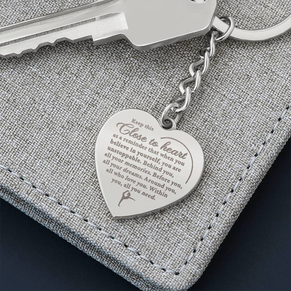 Unstoppable - Engraved Heart Keychain - Dance Gymnastics