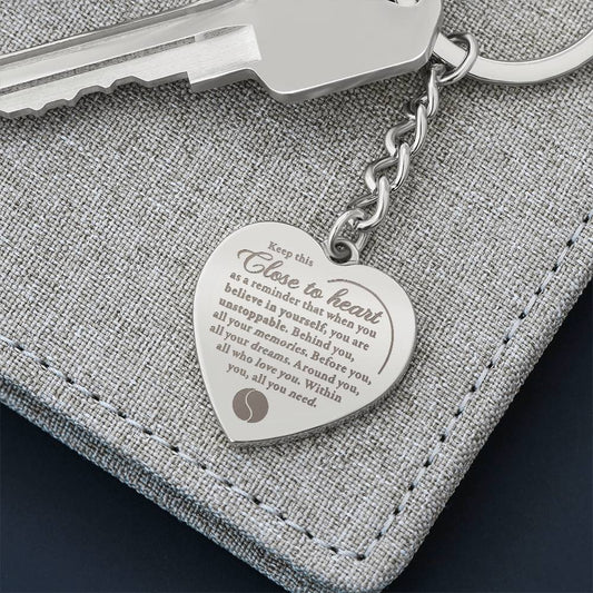 Unstoppable - Engraved Heart Keychain - Tennis