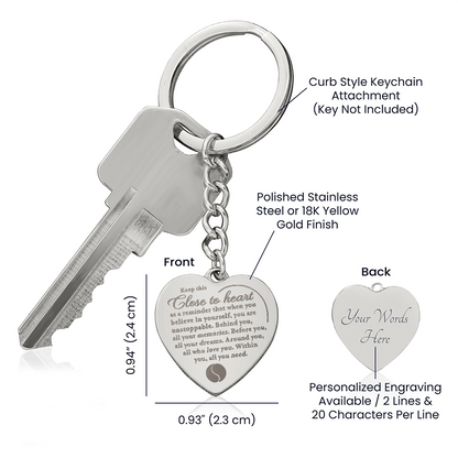 Unstoppable - Engraved Heart Keychain - Tennis