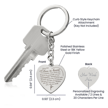 Unstoppable - Engraved Heart Keychain - Dance Gymnastics