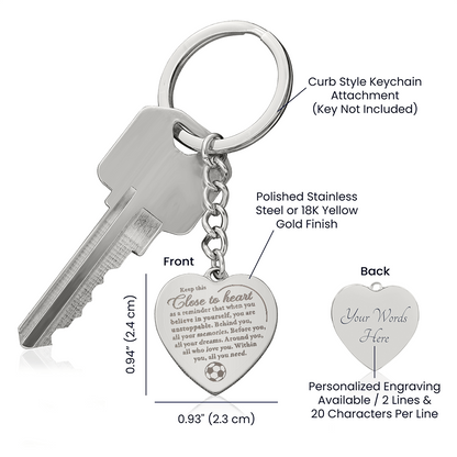 Unstoppable - Engraved Heart Keychain - Soccer
