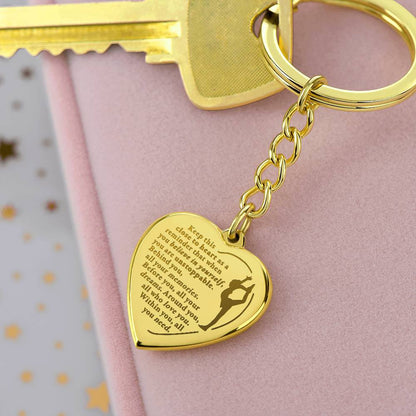 Unstoppable 2 - Engraved Heart Keychain - Dance Gymnastics