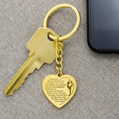 Unstoppable 2 - Engraved Heart Keychain - Dance Gymnastics