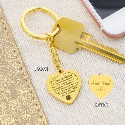 Unstoppable - Engraved Heart Keychain - Basketball