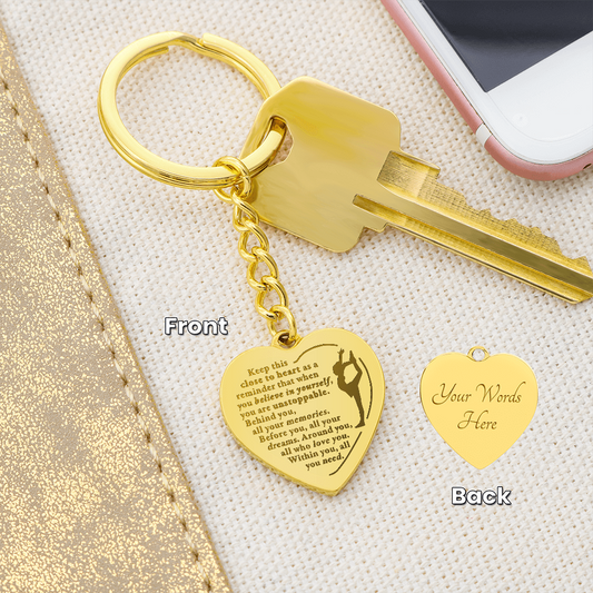 Unstoppable 2 - Engraved Heart Keychain - Dance Gymnastics