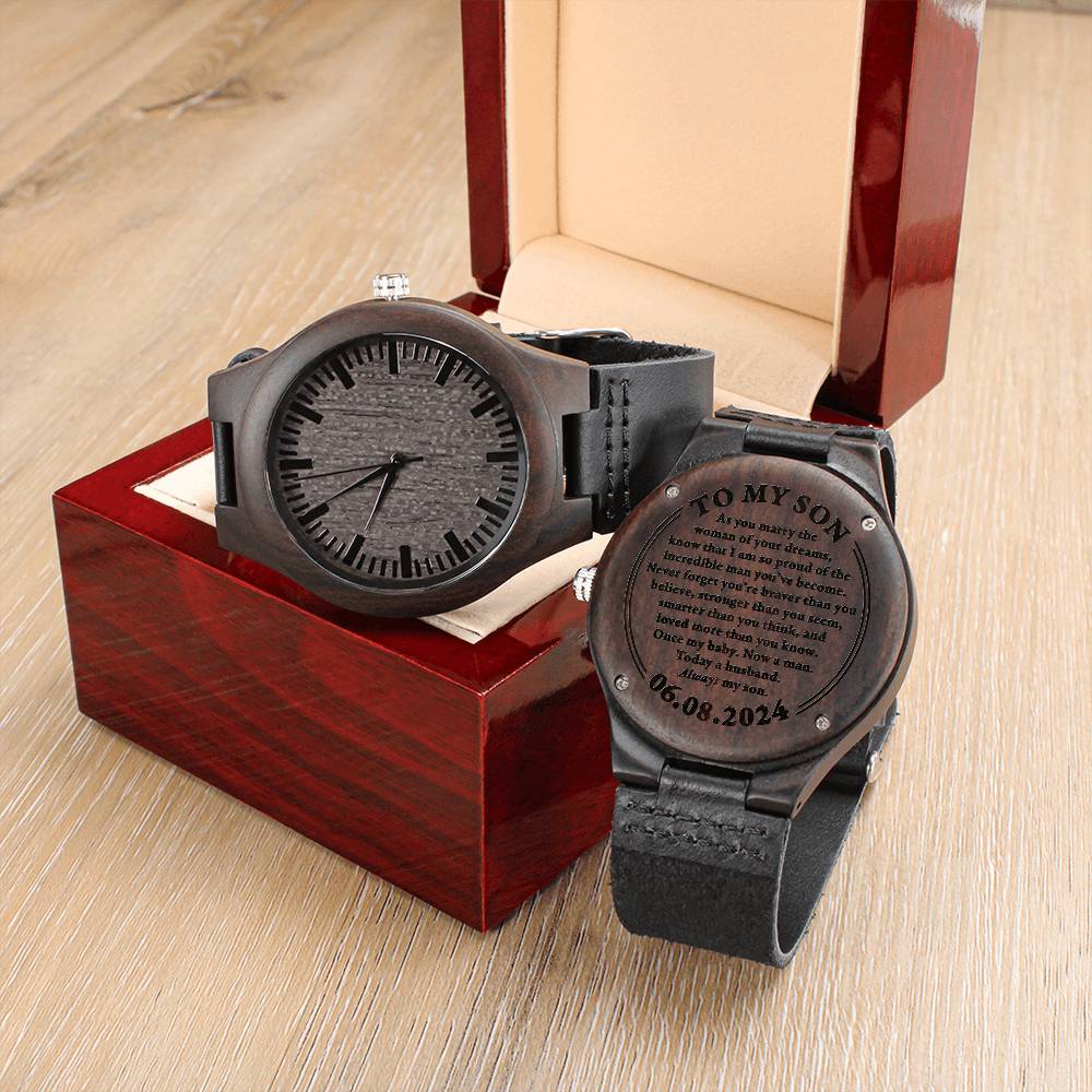 CustomOrder-SerafinaMangiafico-WoodWatch-GiftBox Wood watch - CusEng - ETSY