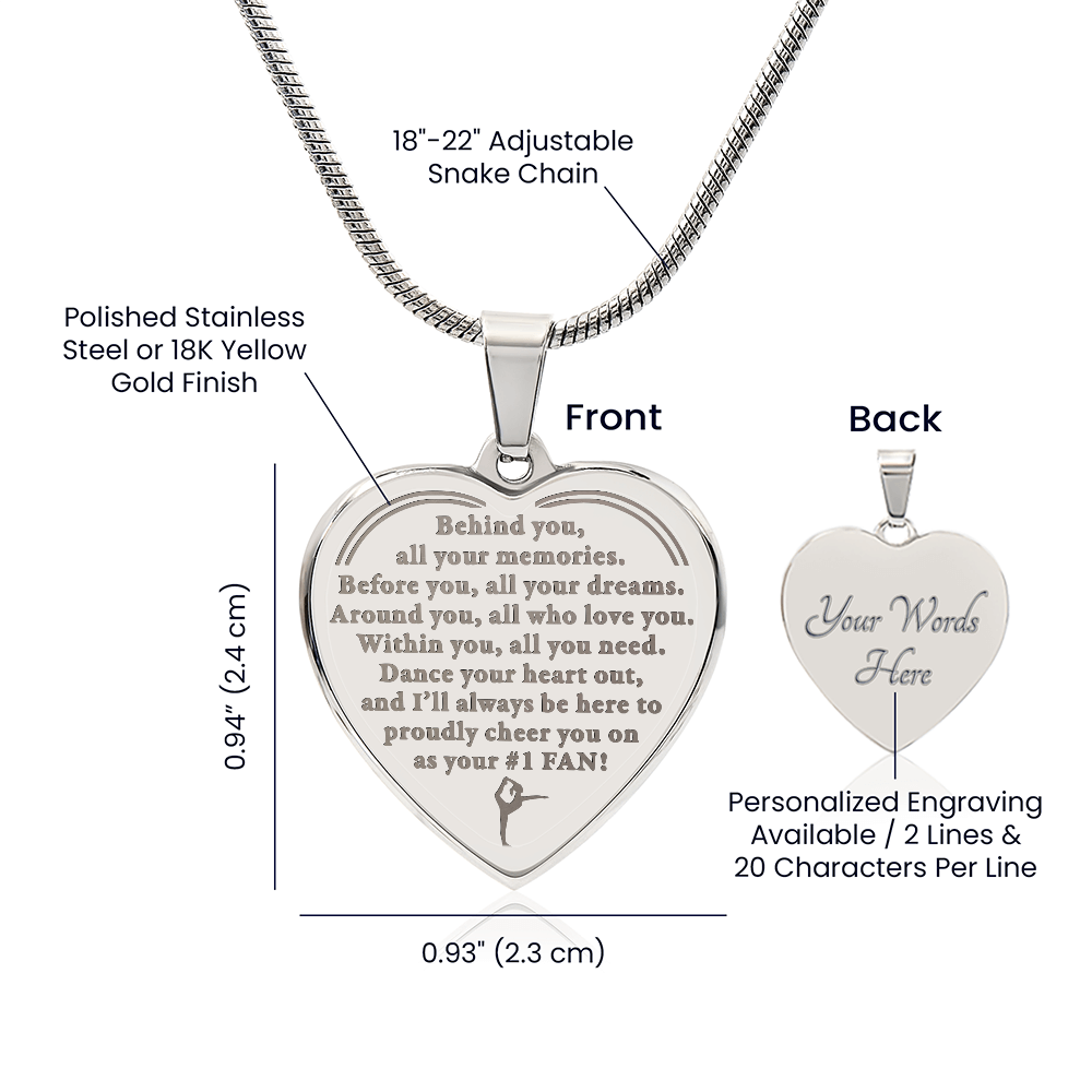 Dance your heart out - Engraved Heart Necklace - Dance