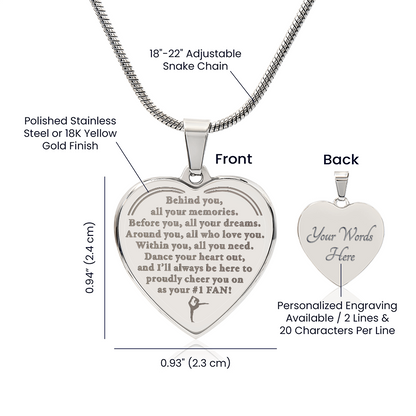 Dance your heart out - Engraved Heart Necklace - Dance