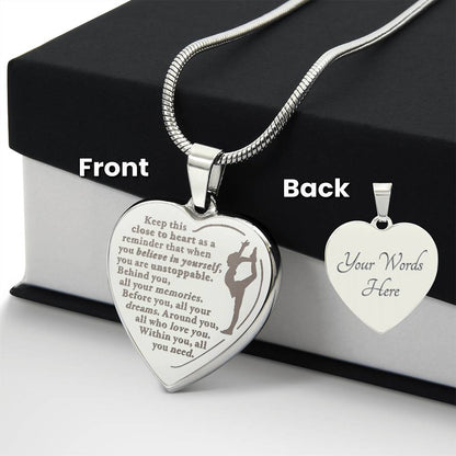 Unstoppable - Engraved Heart Necklace - Dance Gymnastics
