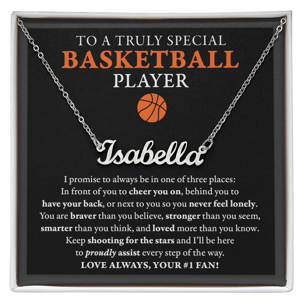 3 places - Name Necklace - Basketball