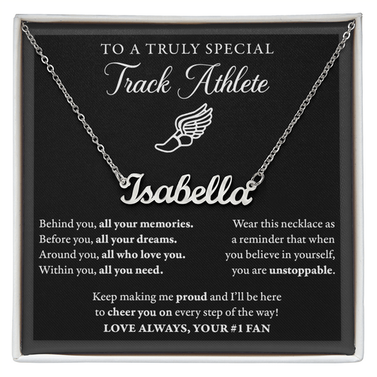 Behind you - Name Necklace - Track Runner