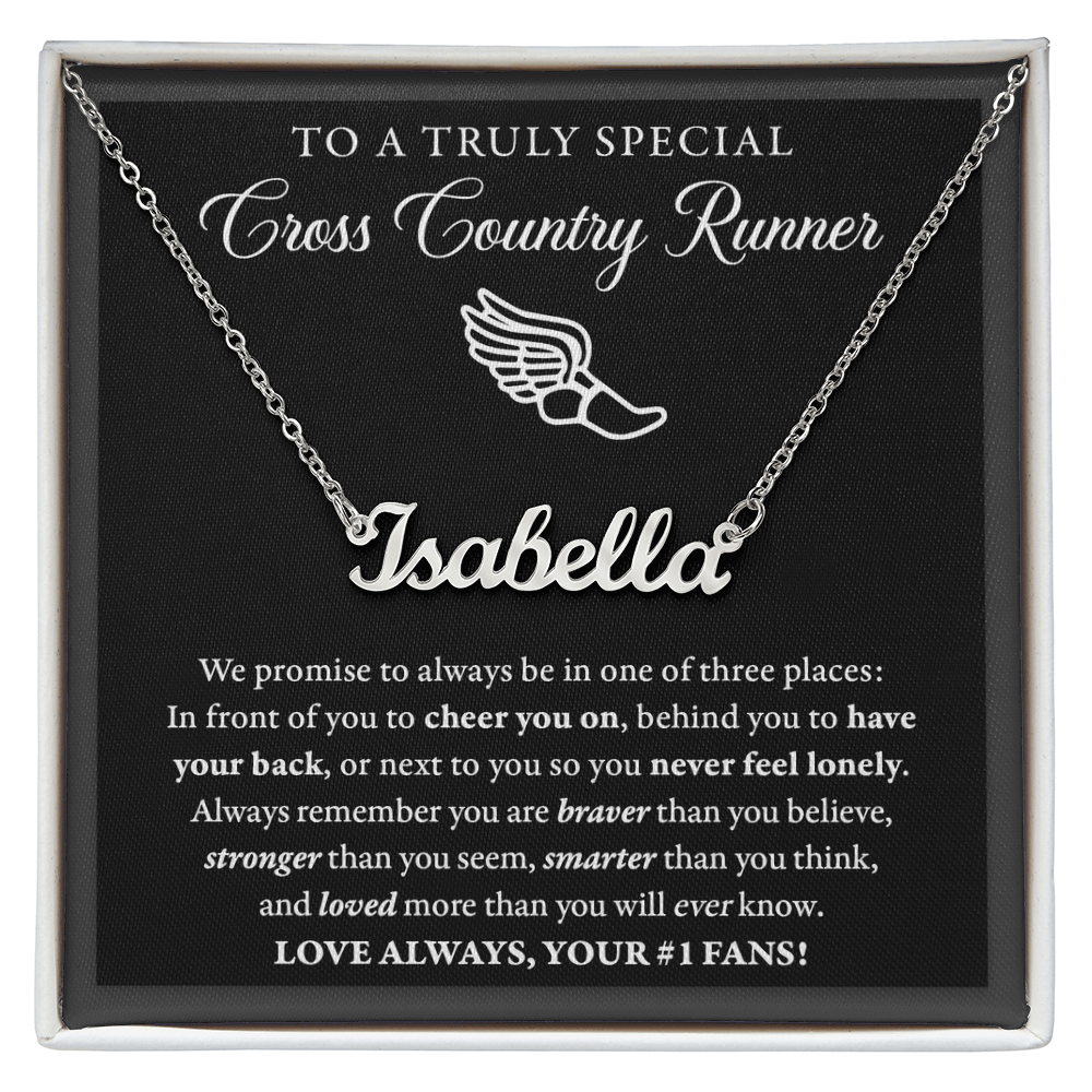 3 places (Plural) - Name Necklace - Cross Country Runner