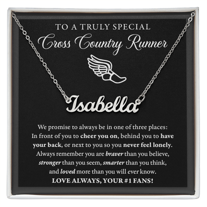 3 places (Plural) - Name Necklace - Cross Country Runner