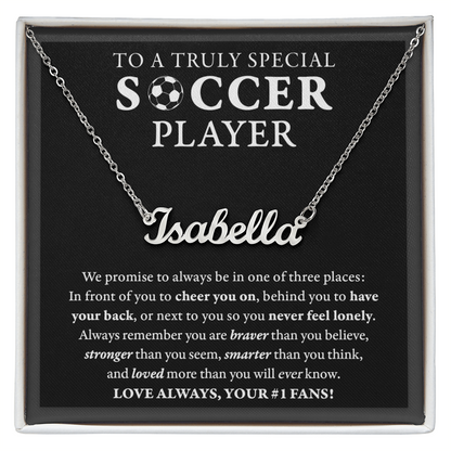 3 places (Plural) - Name Necklace - Soccer