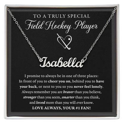 3 places - Name Necklace - Field Hockey
