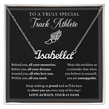 Behind you (Plural) - Name Necklace - Track Runner