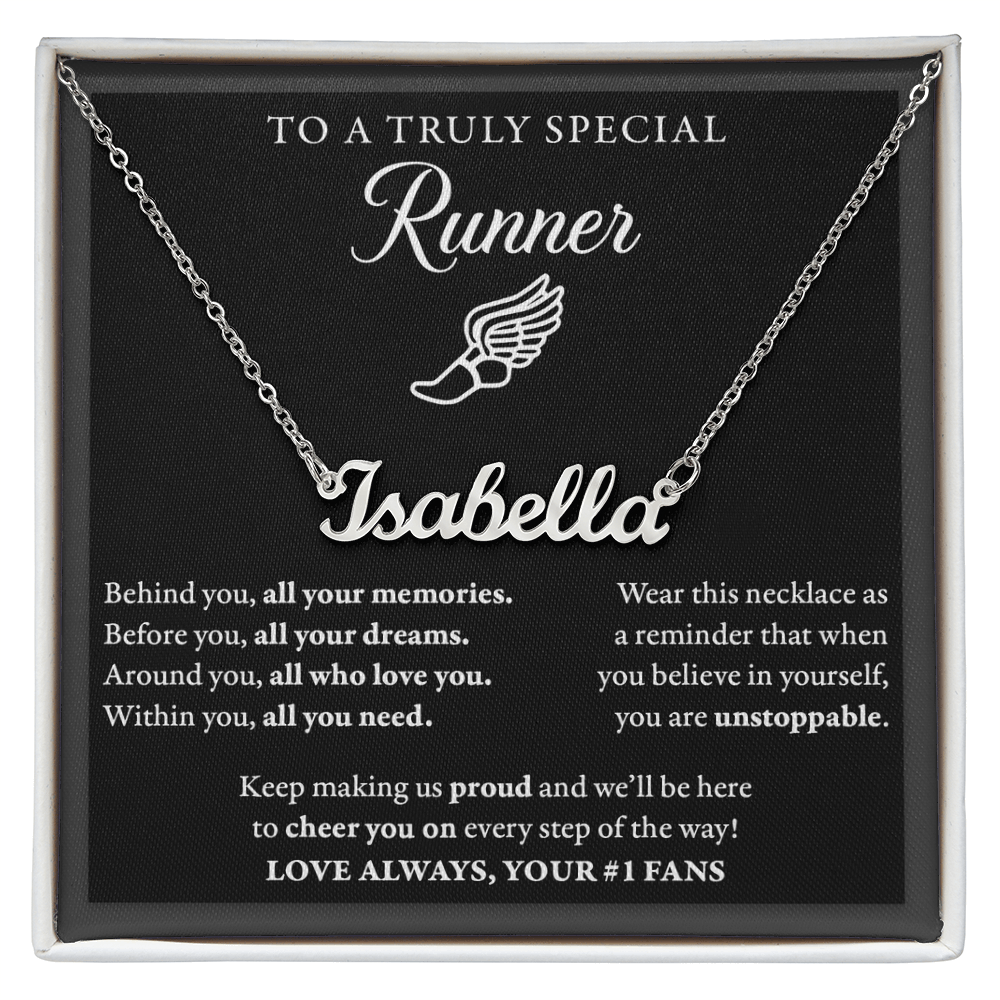 Behind you (Plural) - Name Necklace - Runner