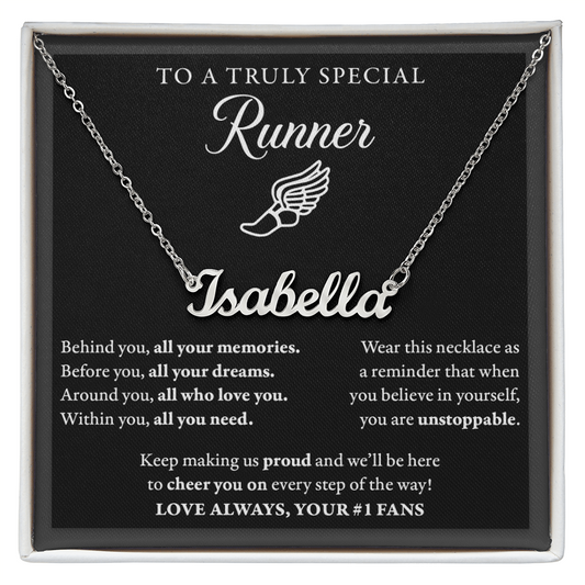 Behind you (Plural) - Name Necklace - Runner