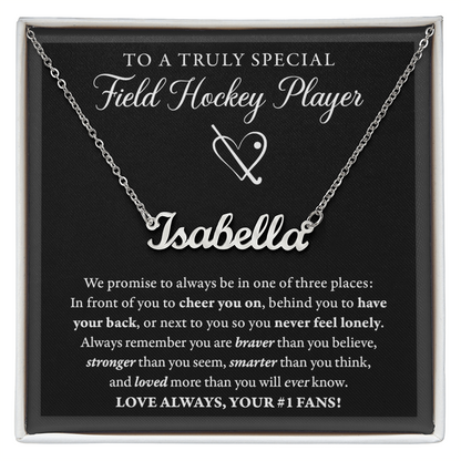 Field Hockey - 3 places Braver PLURAL - Name Necklace