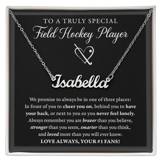 Field Hockey - 3 places Braver PLURAL - Name Necklace