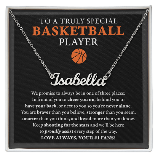 3 places (Plural) - Name Necklace - Basketball