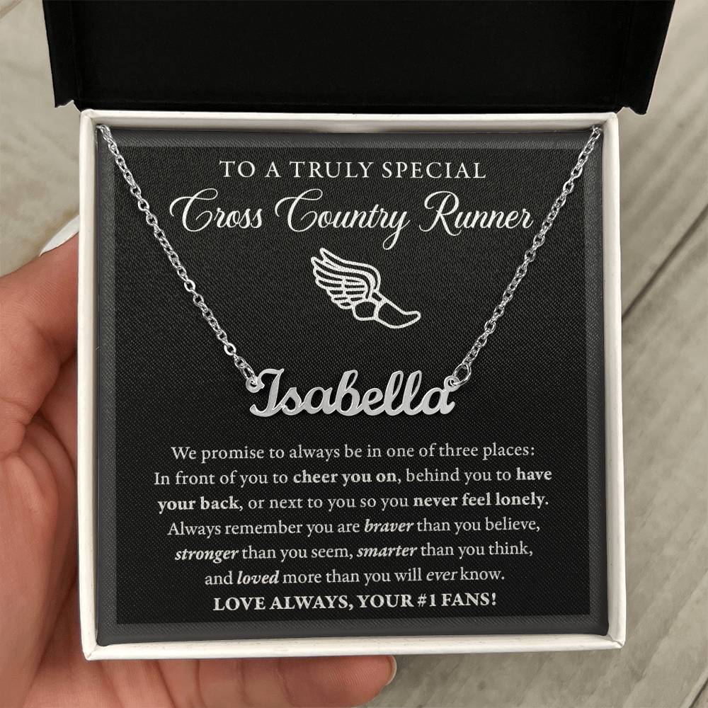 3 places (Plural) - Name Necklace - Cross Country Runner