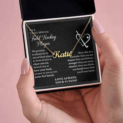 Field Hockey - 3 places Braver PLURAL - Name Necklace