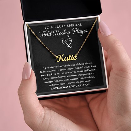 3 places - Name Necklace - Field Hockey