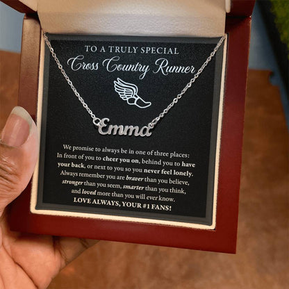 3 places (Plural) - Name Necklace - Cross Country Runner