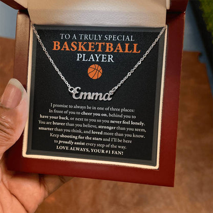 3 places - Name Necklace - Basketball