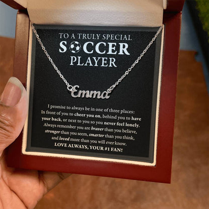 3 places - Name Necklace - Soccer