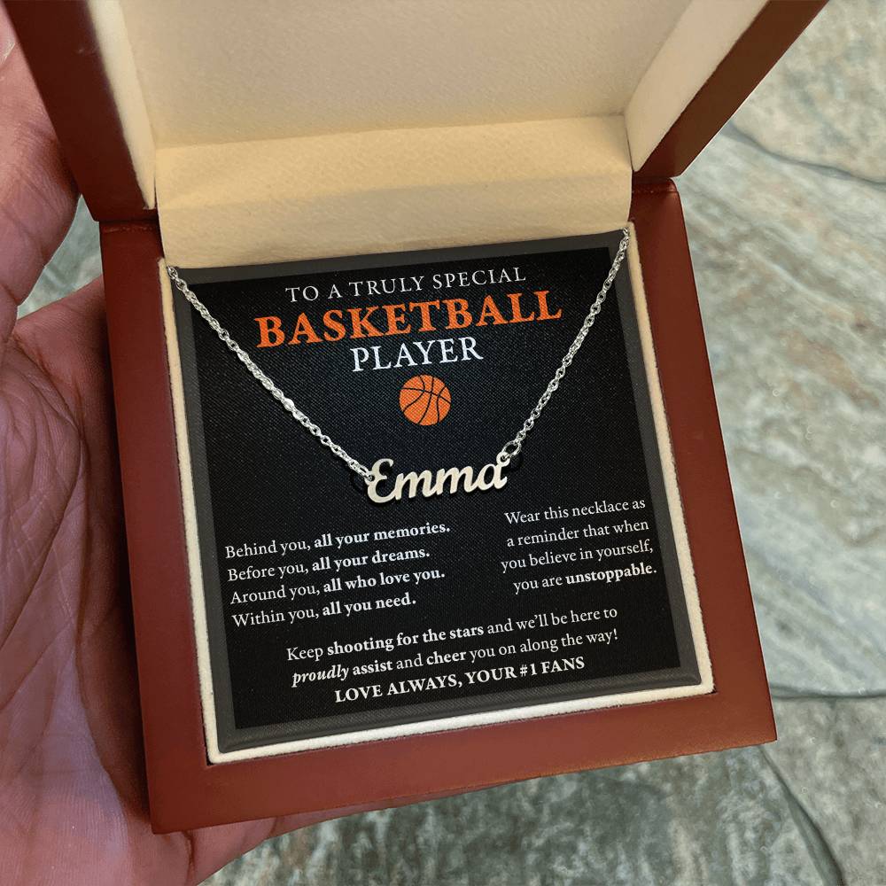 Behind you (Plural) - Name Necklace - Basketball