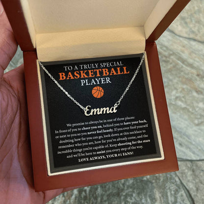 3 places Doubting (Plural) - Name Necklace - Basketball