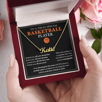 Behind you - Name Necklace - Basketball