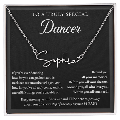 Doubting Behind - SIgned Name Necklace - Dance