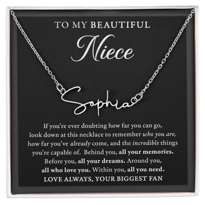Doubting Behind - SIgned Name Necklace - Niece