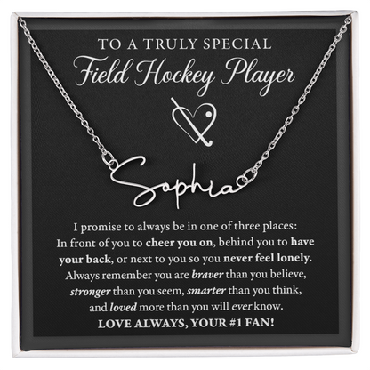 Field Hockey - 3 places Braver - Name Necklace