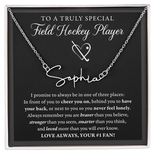 Field Hockey - 3 places Braver - Name Necklace