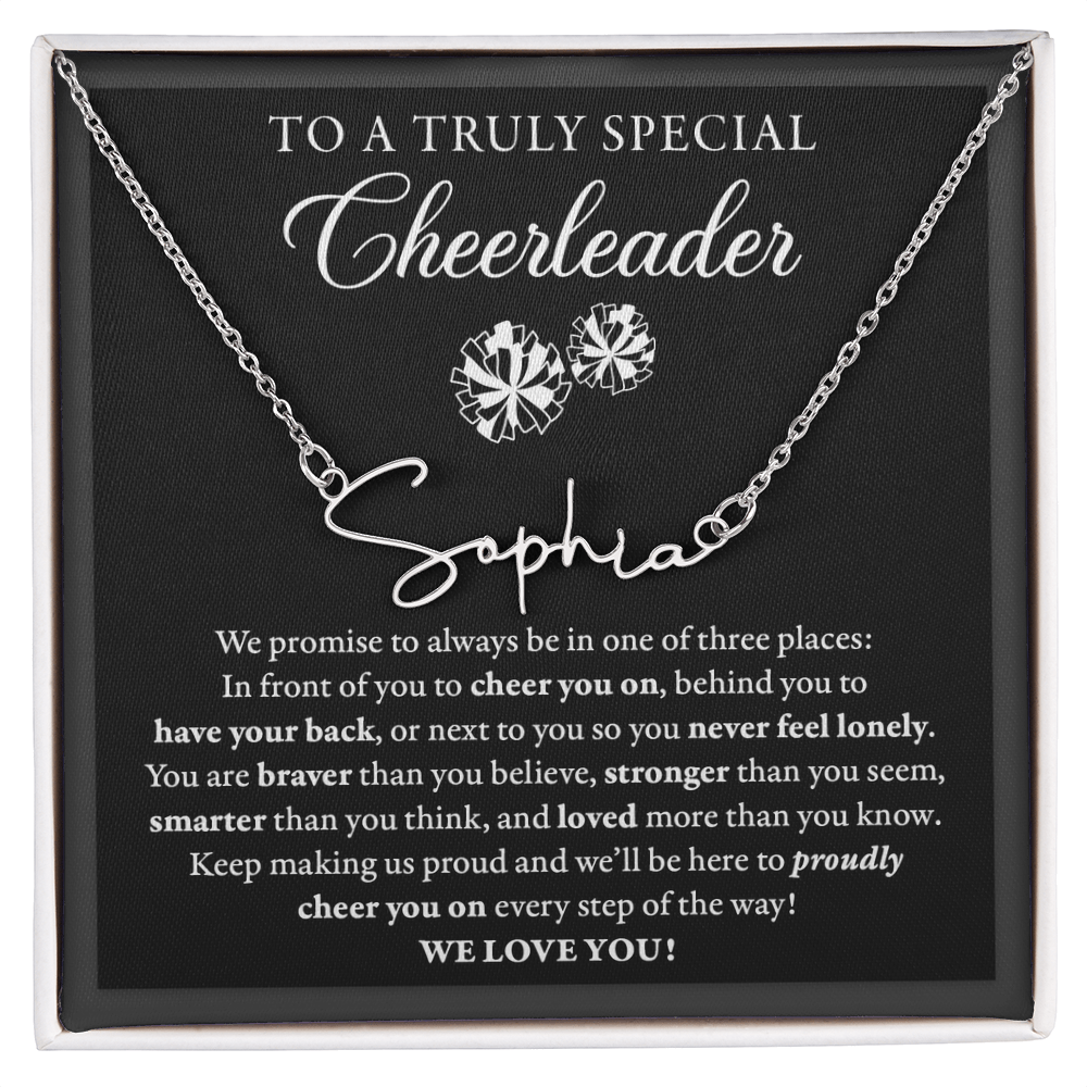 3 places (Plural) - Signed Name Necklace - Cheerleader