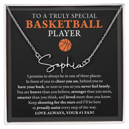 3 places Braver - Signed Name Necklace - Basketball