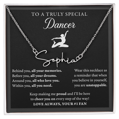 Behind Unstoppable - Signed Name Necklace - Dance