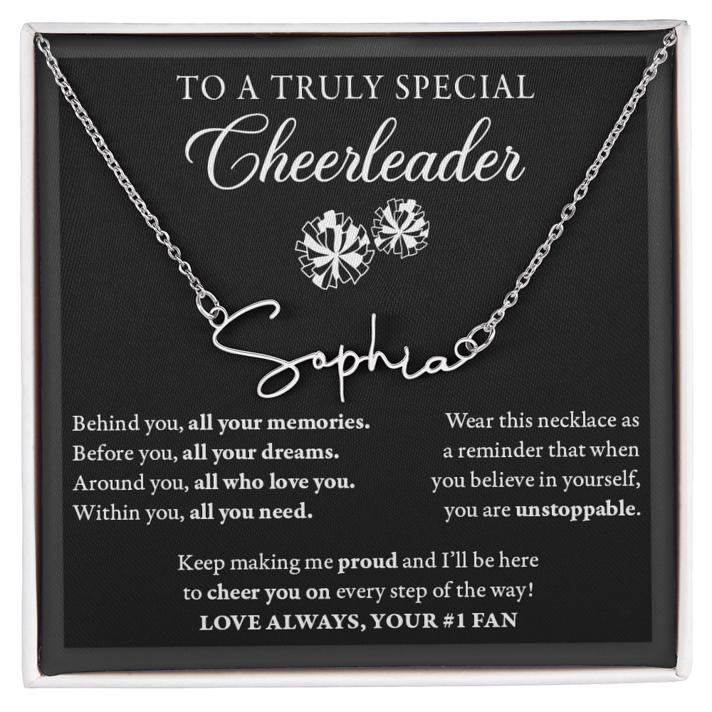 Behind you - Signed Name Necklace - Cheerleader