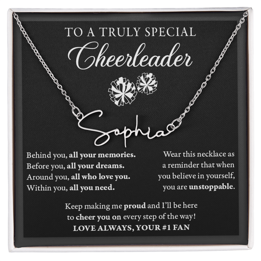 Behind you - Signed Name Necklace - Cheerleader