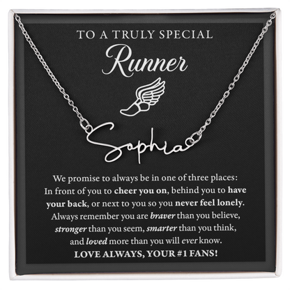 3 places Braver (Plural) - Signed Name Necklace - Runner