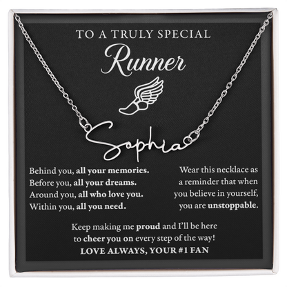 Behind Unstoppable - Signed Name Necklace - Runner